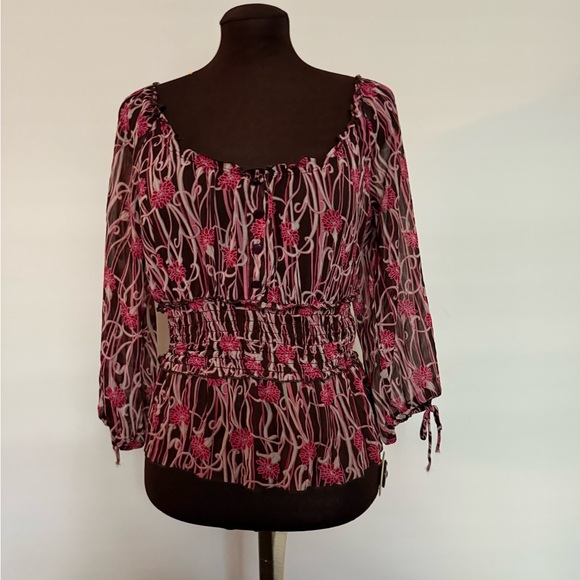 Candies - Floral Pink and Black Women's Top - Picture 1 of 4